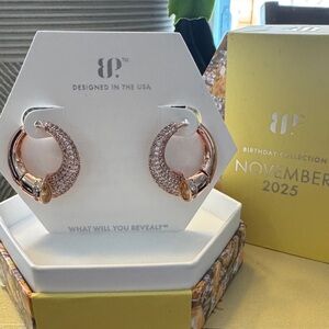 Bomb Party November Birthday Rose Gold Earrings Hoops